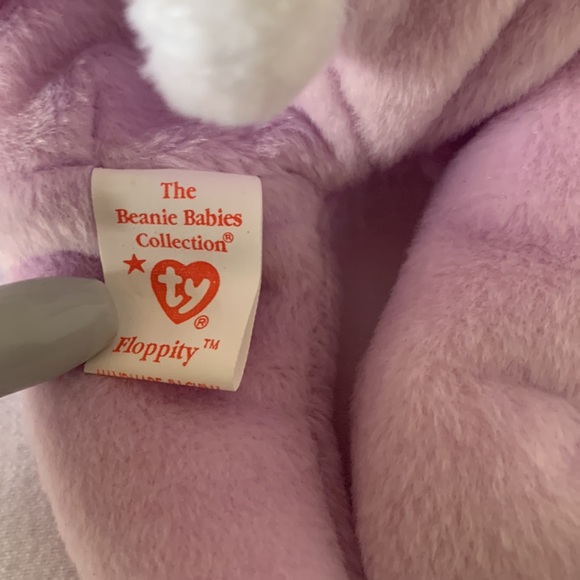 Ty easter bunny Rabbit beanie baby Floppity Lilac w tag 1996 - Picture 7 of 11